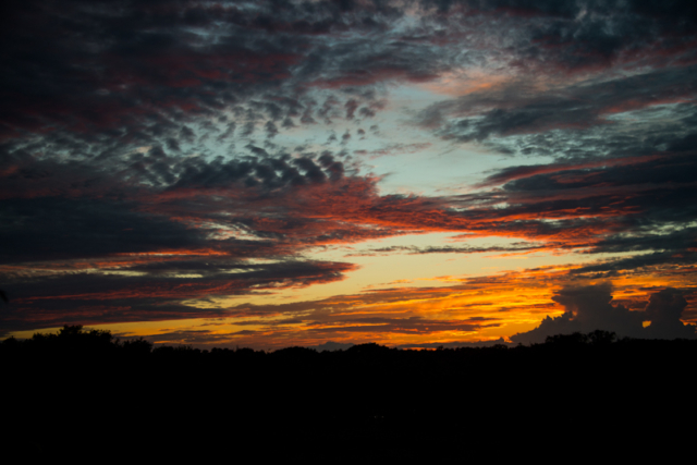 late sunset with cirrocumulus clouds in Brazoria County, Texas