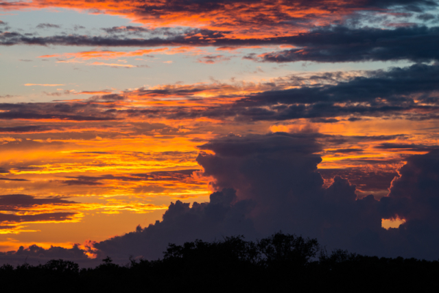 Sunset with cumulonimbus clouds in Brazoria County Texas